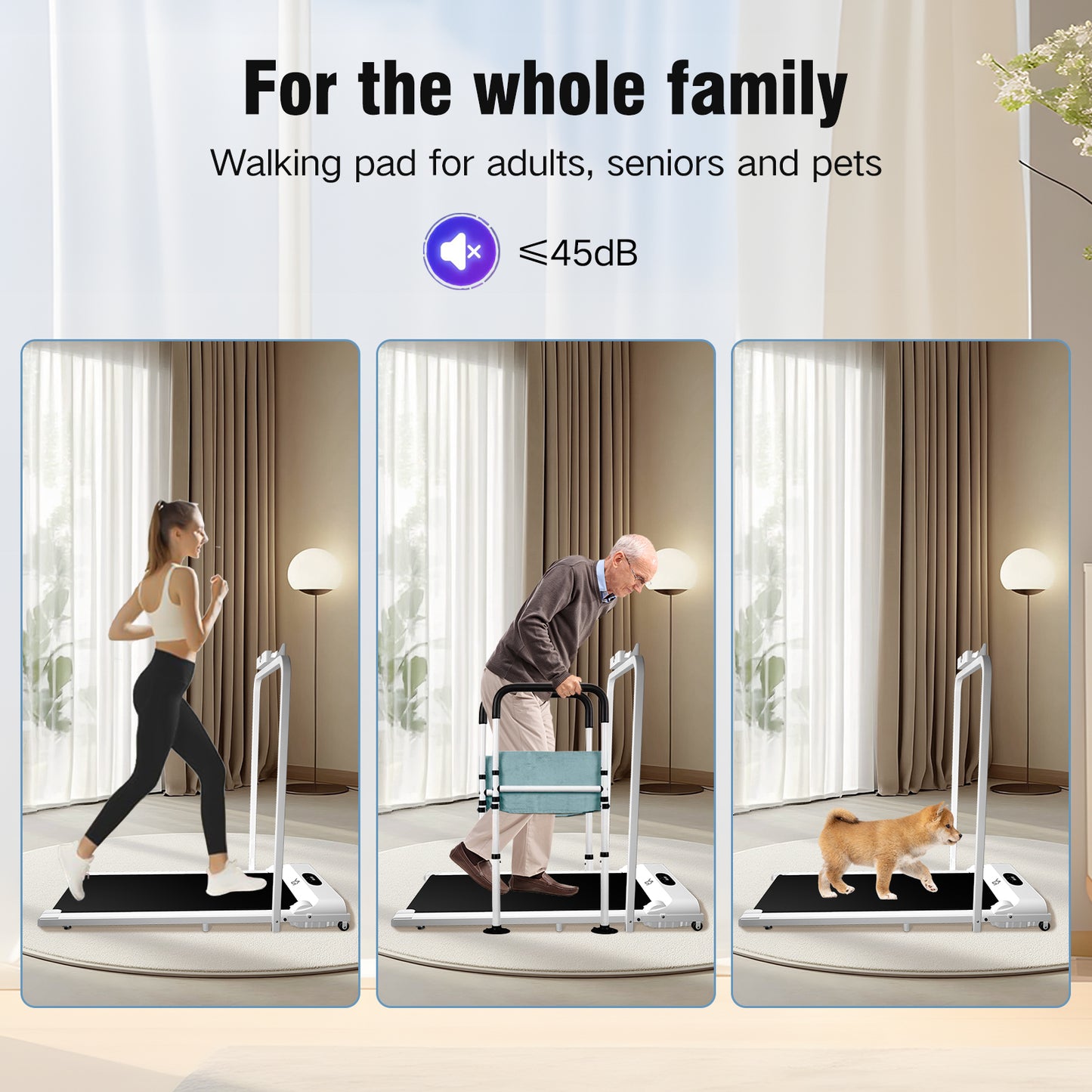 SY Walking Pad,Under Desk Treadmills ,280 Lbs Capacity,3 in 1 Portable Walking Treadmill(White)