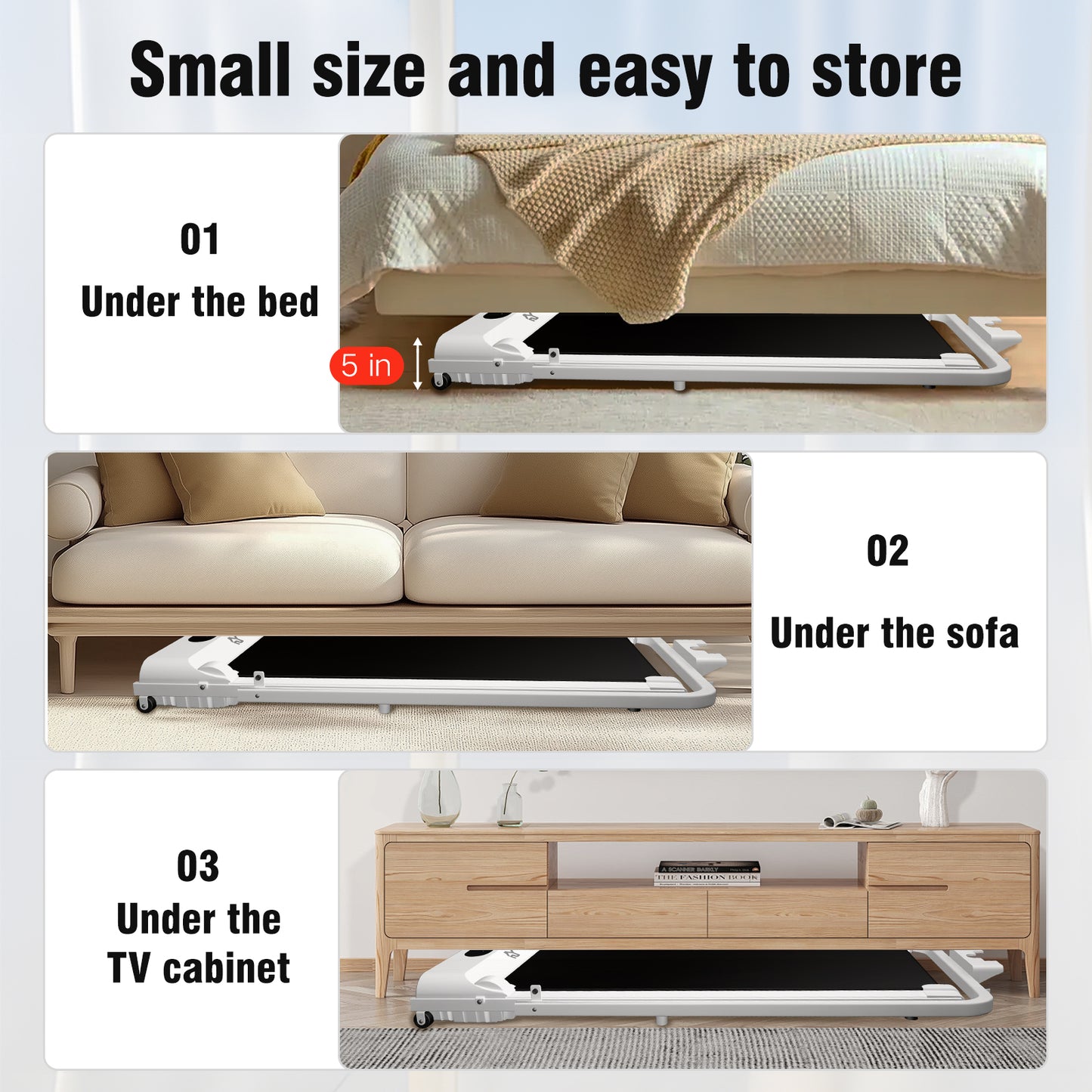 SY Walking Pad,Under Desk Treadmills ,280 Lbs Capacity,3 in 1 Portable Walking Treadmill(White)