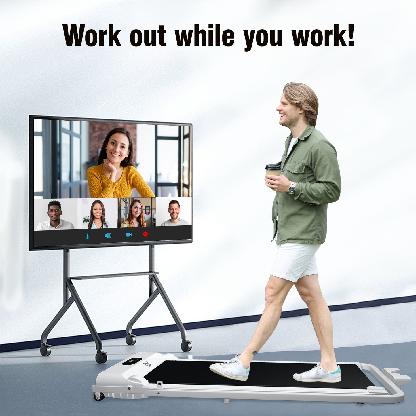 SY Walking Pad,Under Desk Treadmills ,280 Lbs Capacity,3 in 1 Portable Walking Treadmill(White)