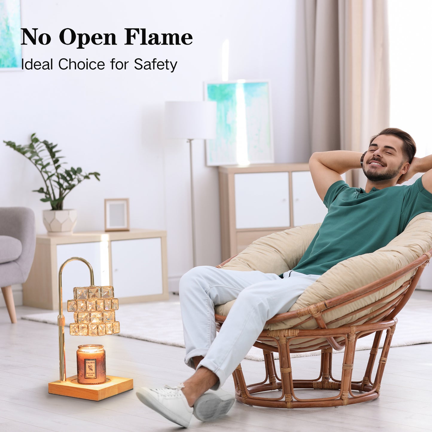 Crystal candle heating lamp with timer, adjustable light and height, send 2 bulbs