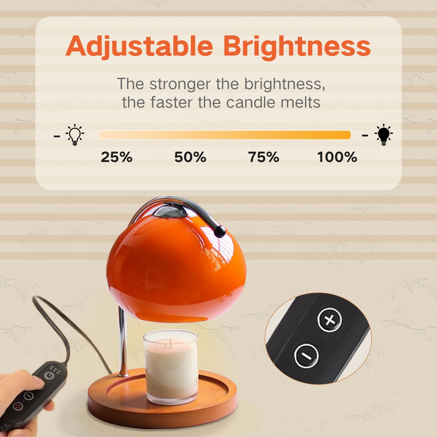 candle heating lamp with timer, adjustable light , send 2 bulbs