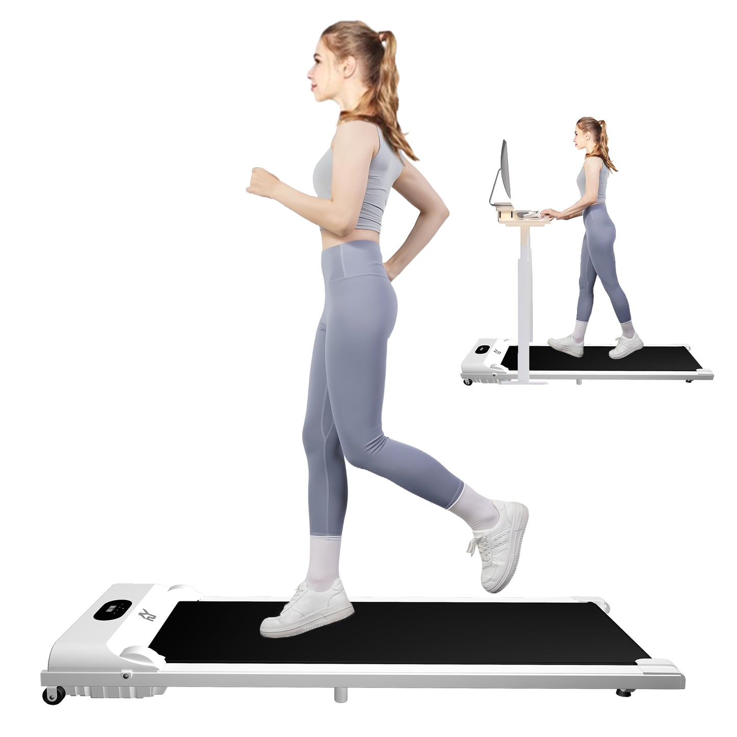 SY Walking Pad,Under Desk Treadmills ,280 Lbs Capacity,3 in 1 Portable Walking Treadmill(White)