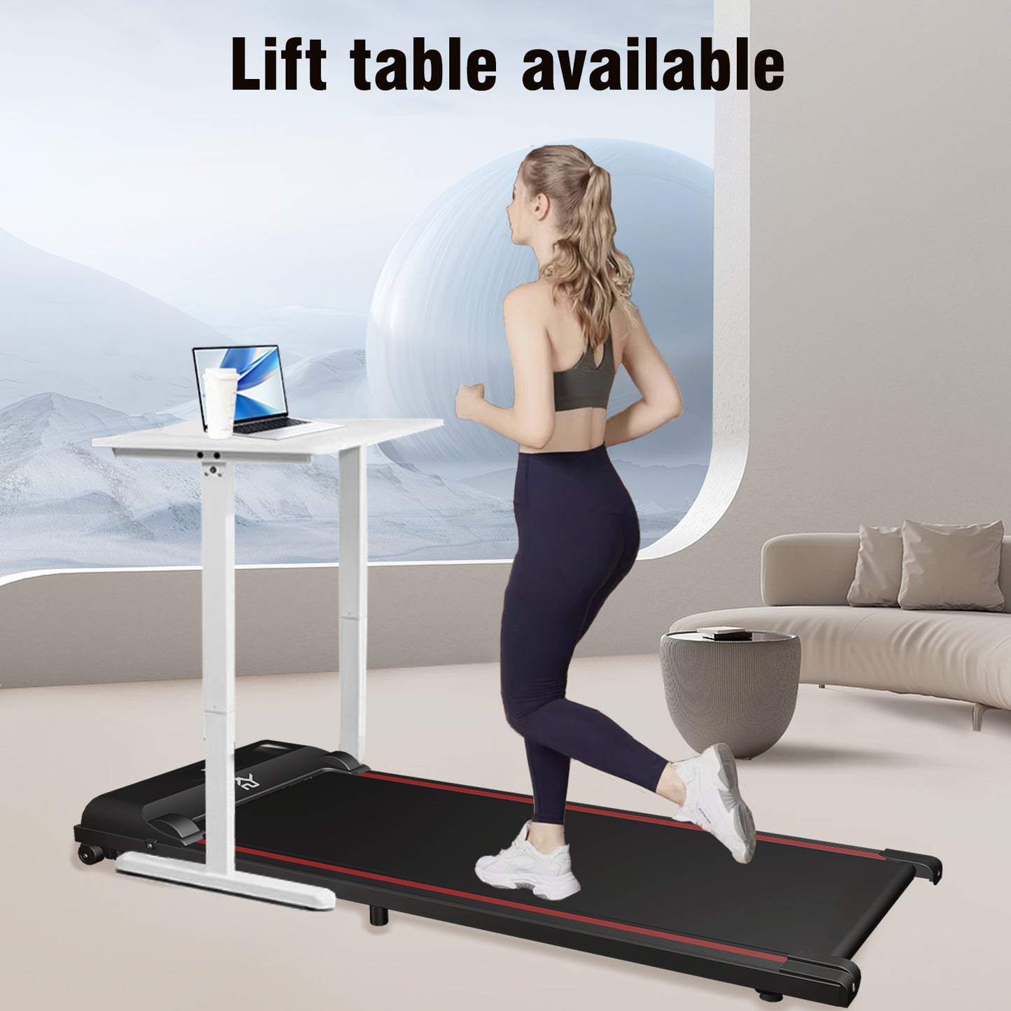 SY Walking Pad,Under Desk Treadmills ,280 Lbs Capacity,3 in 1 Portable Walking Treadmill(Black)