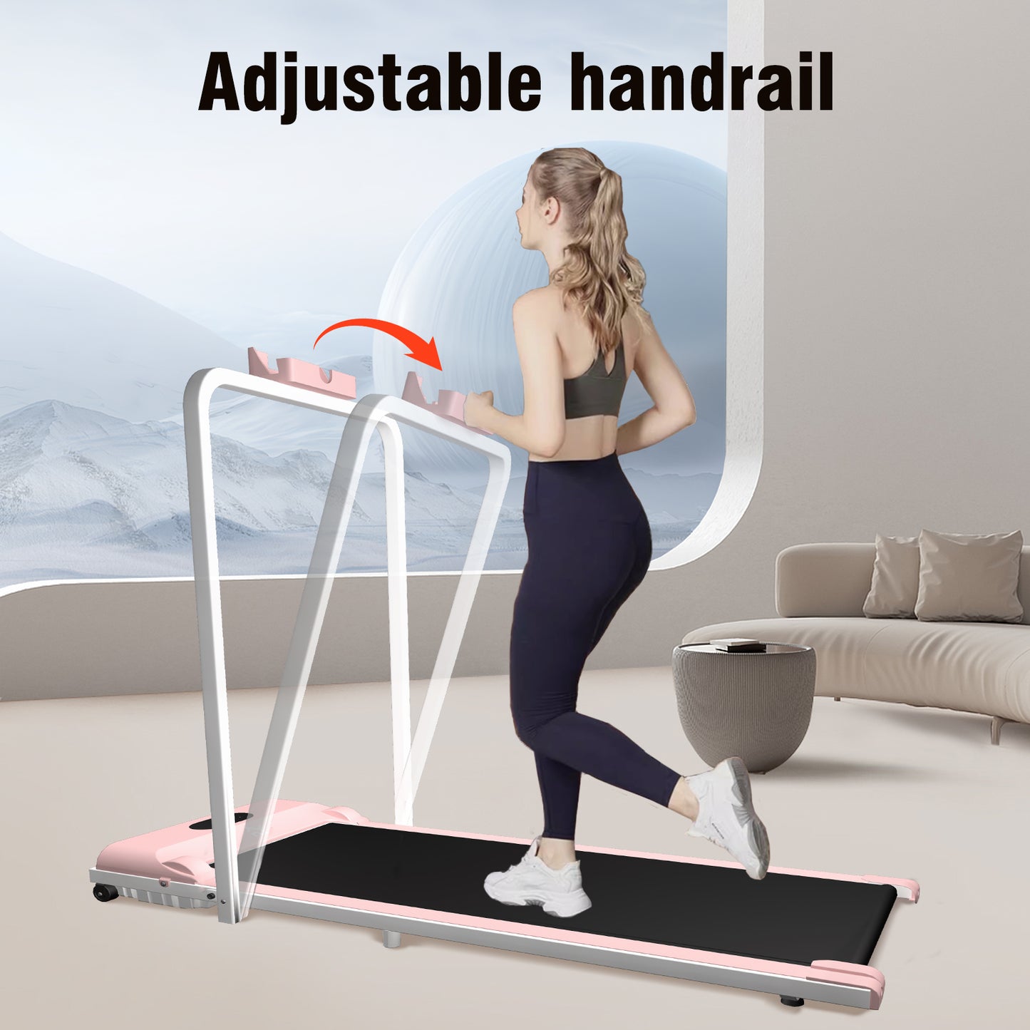 SY Walking Pad,Under Desk Treadmills ,280 Lbs Capacity,3 in 1 Portable Walking Treadmill(Pink)
