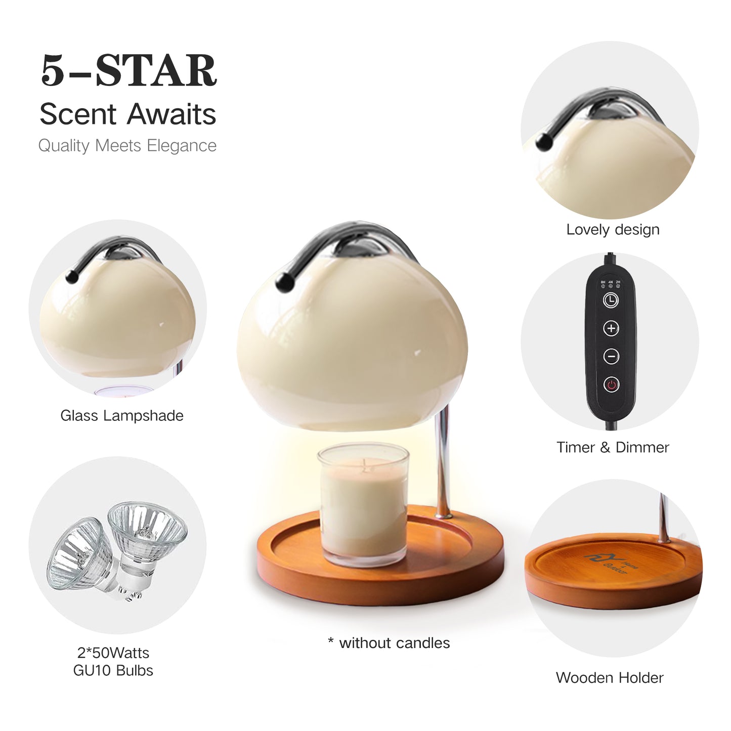 【White】Candle Warmer Lamp , send 2 bulbs