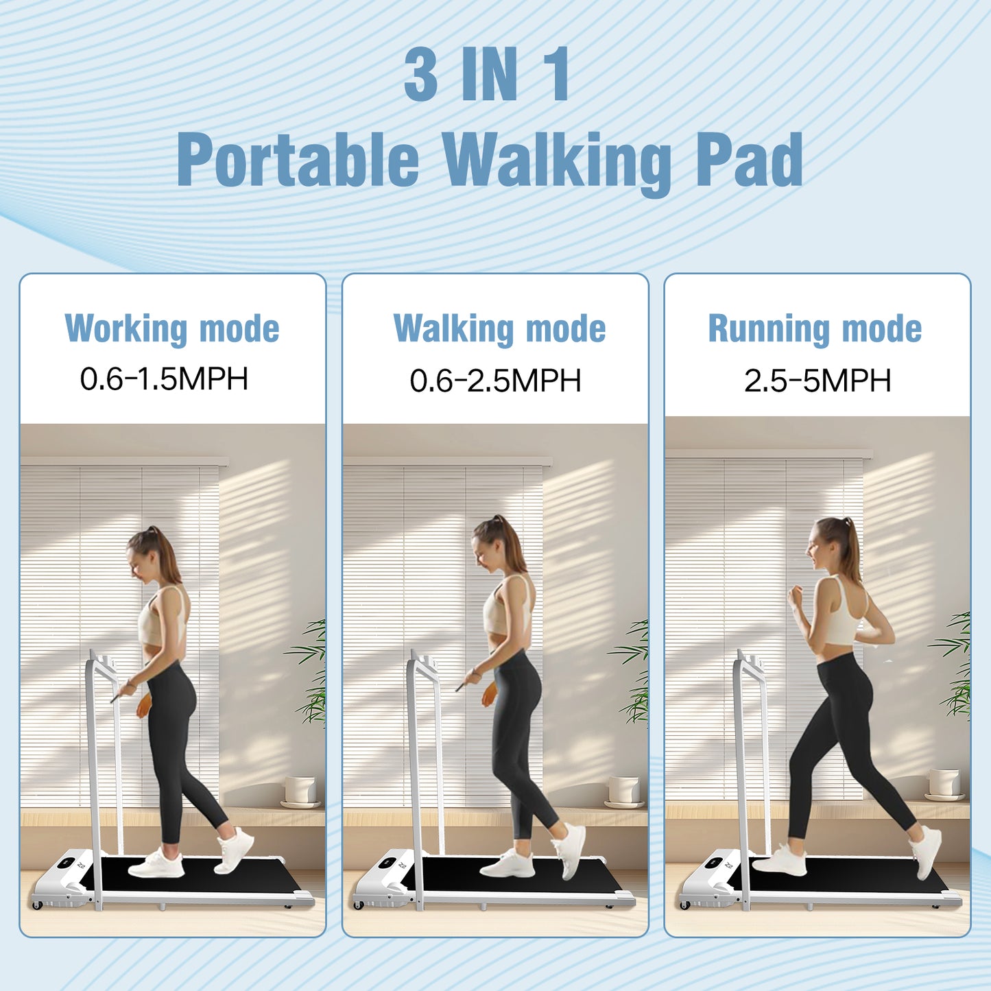 SY Walking Pad,Under Desk Treadmills ,280 Lbs Capacity,3 in 1 Portable Walking Treadmill(White)