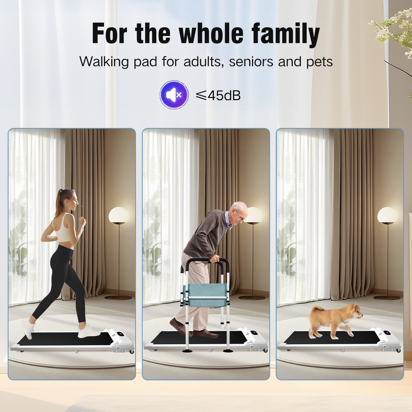 SY Walking Pad,Under Desk Treadmills ,280 Lbs Capacity,3 in 1 Portable Walking Treadmill(White)