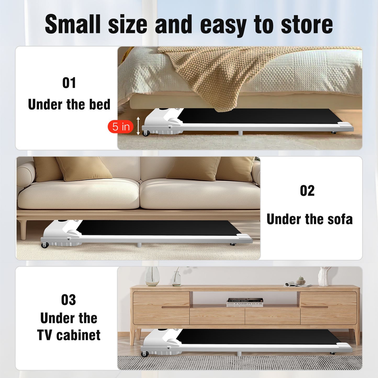 SY Walking Pad,Under Desk Treadmills ,280 Lbs Capacity,3 in 1 Portable Walking Treadmill(White)