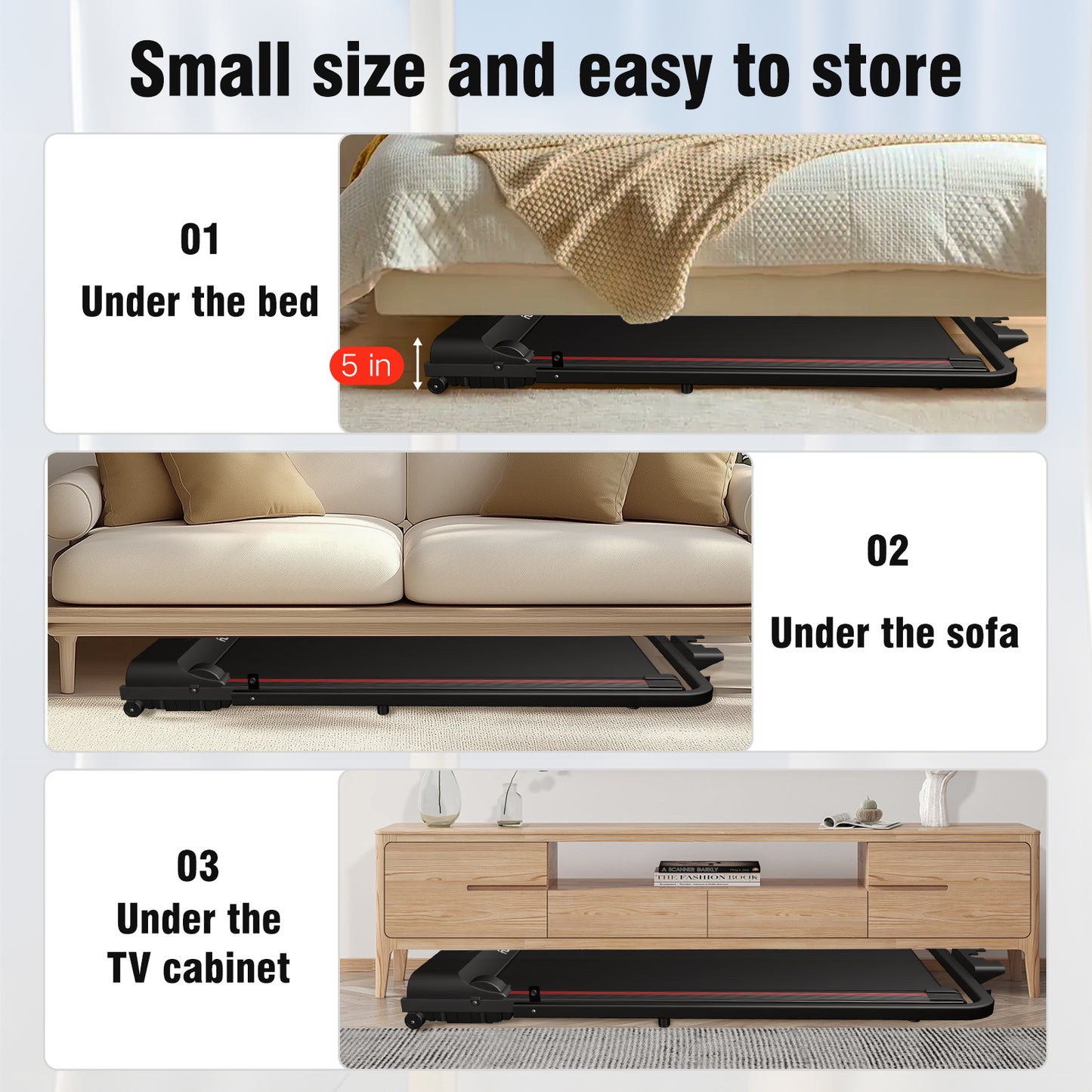 SY Walking Pad,Under Desk Treadmills ,280 Lbs Capacity,3 in 1 Portable Walking Treadmill(Black)