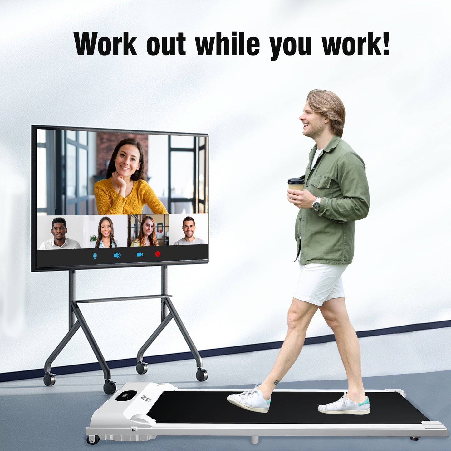 SY Walking Pad,Under Desk Treadmills ,280 Lbs Capacity,3 in 1 Portable Walking Treadmill(White)