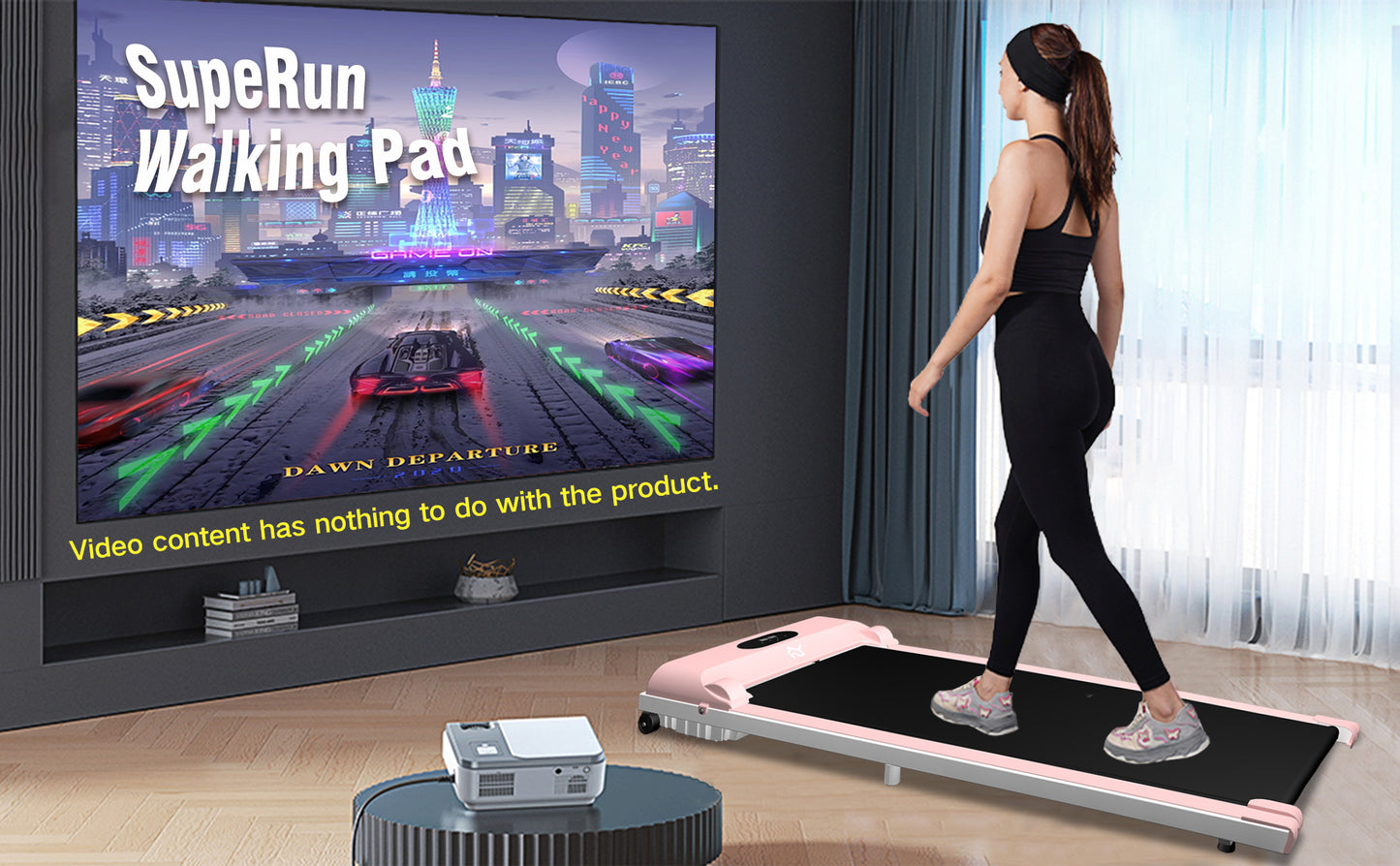 SY Walking Pad,Under Desk Treadmills ,280 Lbs Capacity,3 in 1 Portable Walking Treadmill(Pink)