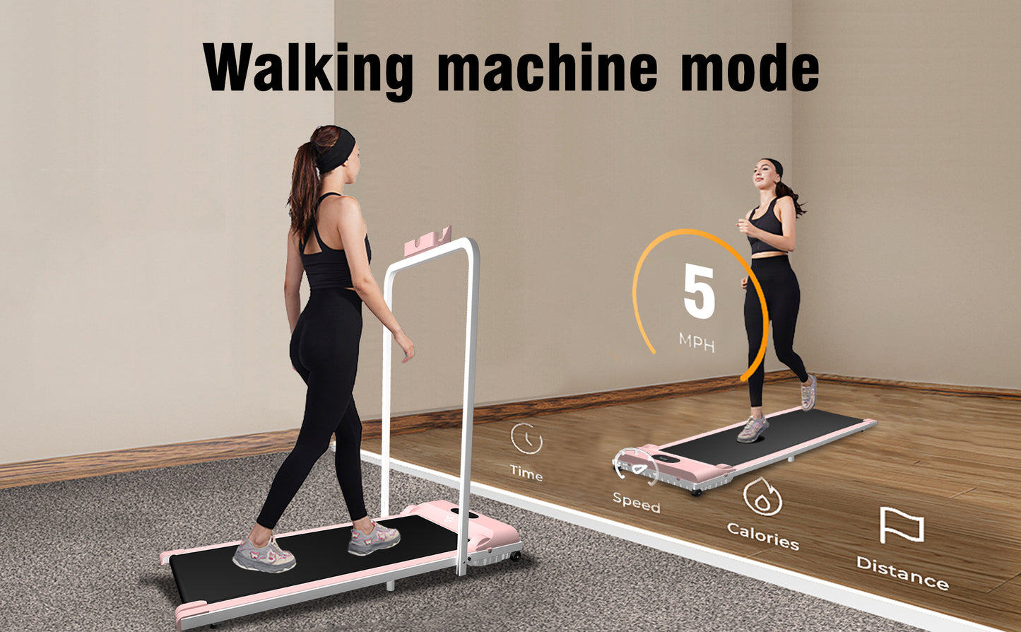 SY Walking Pad,Under Desk Treadmills ,280 Lbs Capacity,3 in 1 Portable Walking Treadmill(Pink)