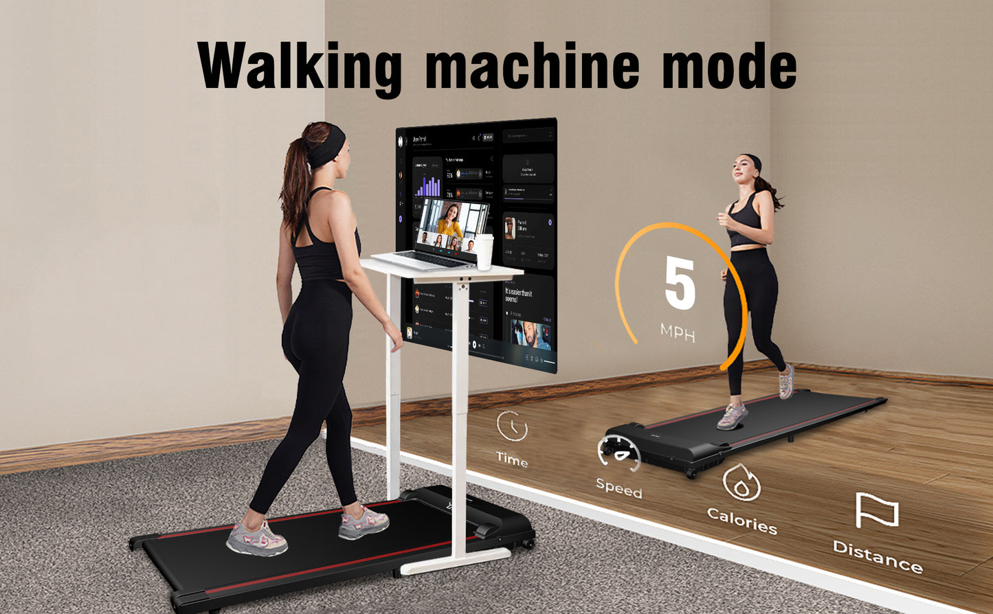 SY Walking Pad,Under Desk Treadmills ,280 Lbs Capacity,3 in 1 Portable Walking Treadmill(Black)