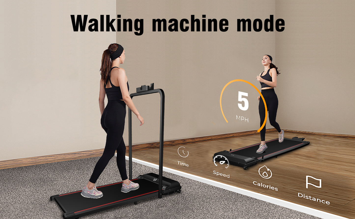 SY Walking Pad,Under Desk Treadmills ,280 Lbs Capacity,3 in 1 Portable Walking Treadmill(Black)