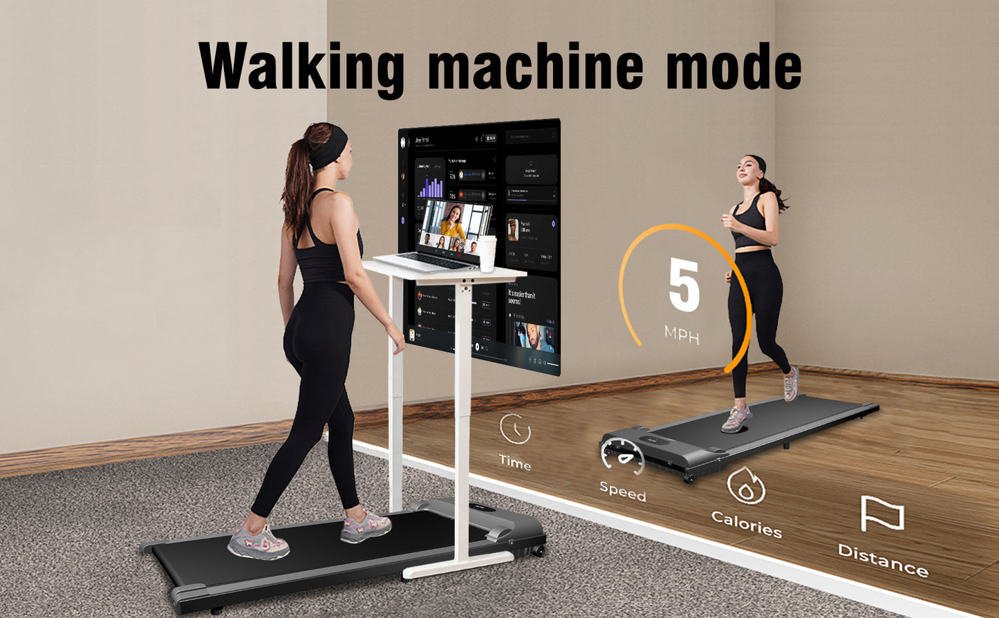 SY Walking Pad,Under Desk Treadmills ,280 Lbs Capacity,3 in 1 Portable Walking Treadmill(Gray)