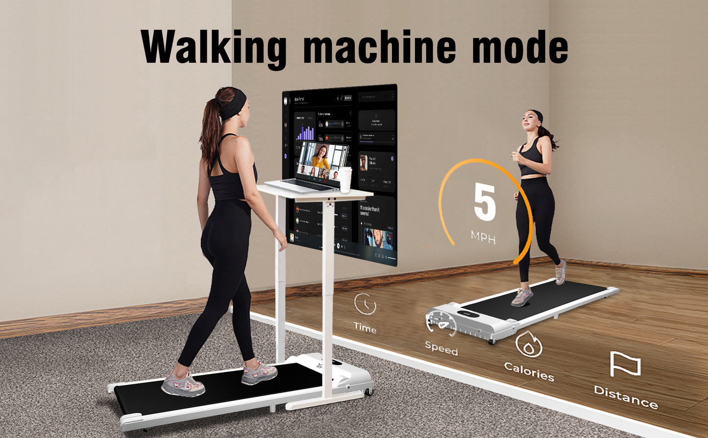 SY Walking Pad,Under Desk Treadmills ,280 Lbs Capacity,3 in 1 Portable Walking Treadmill(White)