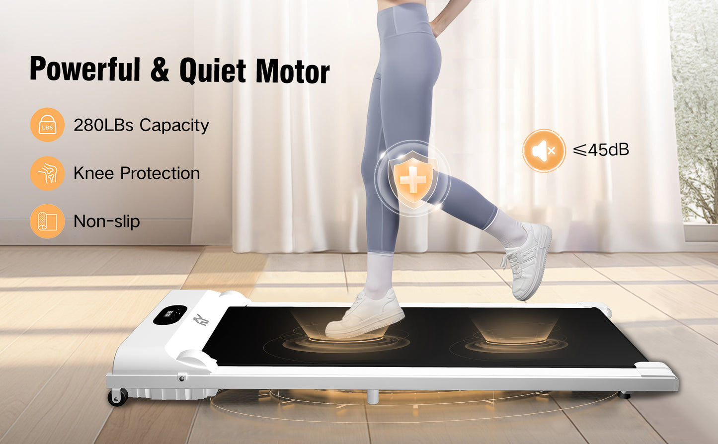 SY Walking Pad,Under Desk Treadmills ,280 Lbs Capacity,3 in 1 Portable Walking Treadmill(White)