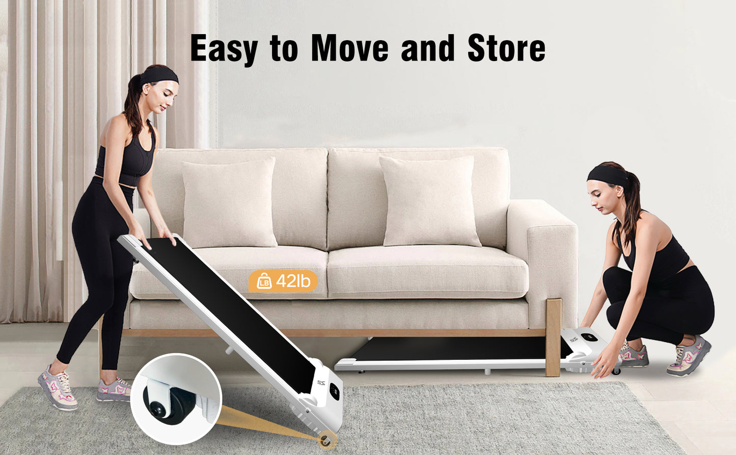 SY Walking Pad,Under Desk Treadmills ,280 Lbs Capacity,3 in 1 Portable Walking Treadmill(White)