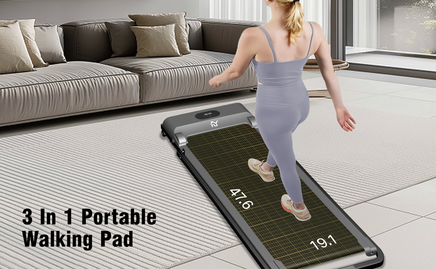 SY Walking Pad,Under Desk Treadmills ,280 Lbs Capacity,3 in 1 Portable Walking Treadmill(Gray)