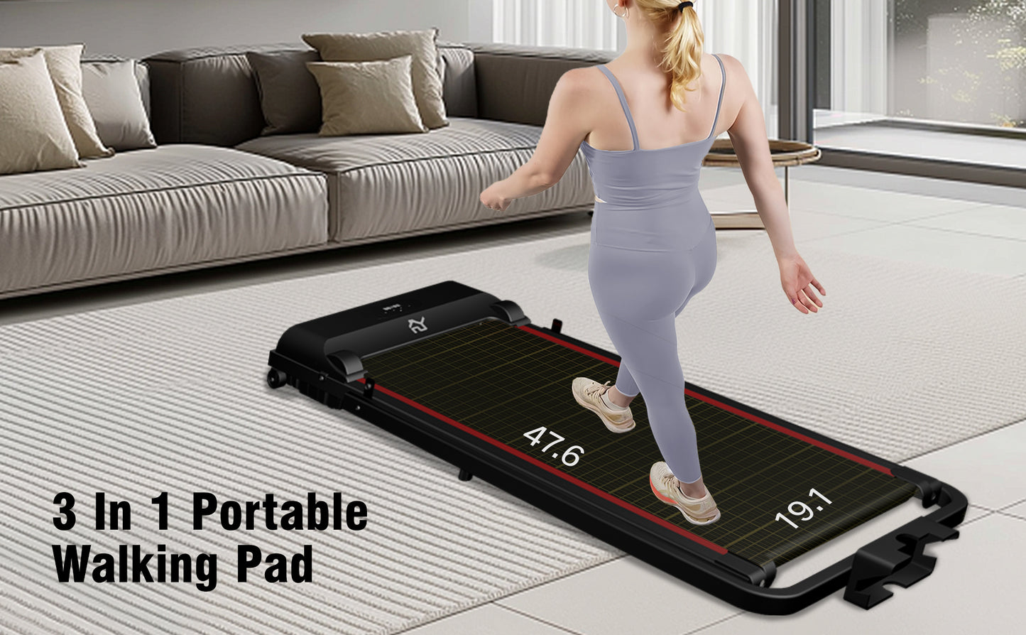 SY Walking Pad,Under Desk Treadmills ,280 Lbs Capacity,3 in 1 Portable Walking Treadmill(Black)