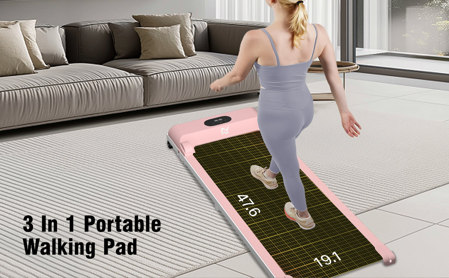 SY Walking Pad,Under Desk Treadmills ,280 Lbs Capacity,3 in 1 Portable Walking Treadmill(Pink)
