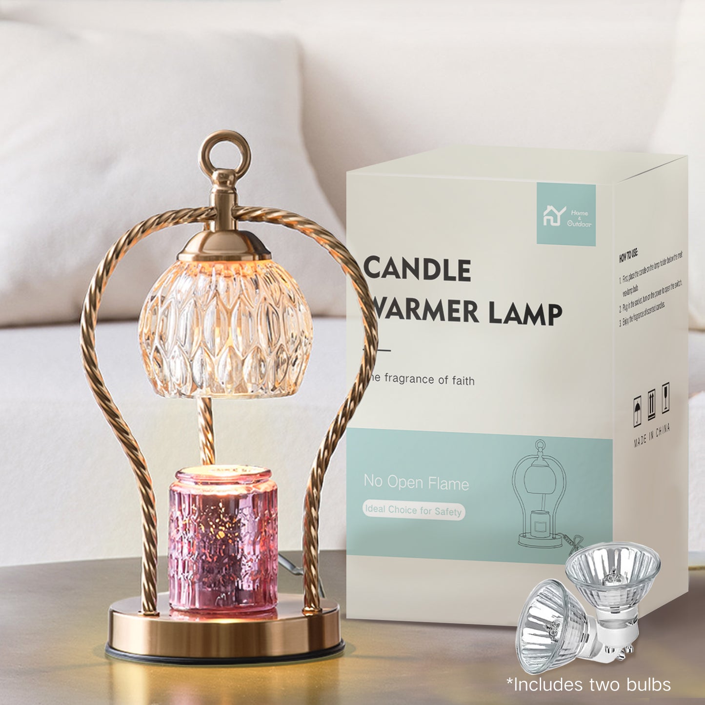 Candle Heating Lamp With Timer, Adjustable Light , Send 2 Bulbs
