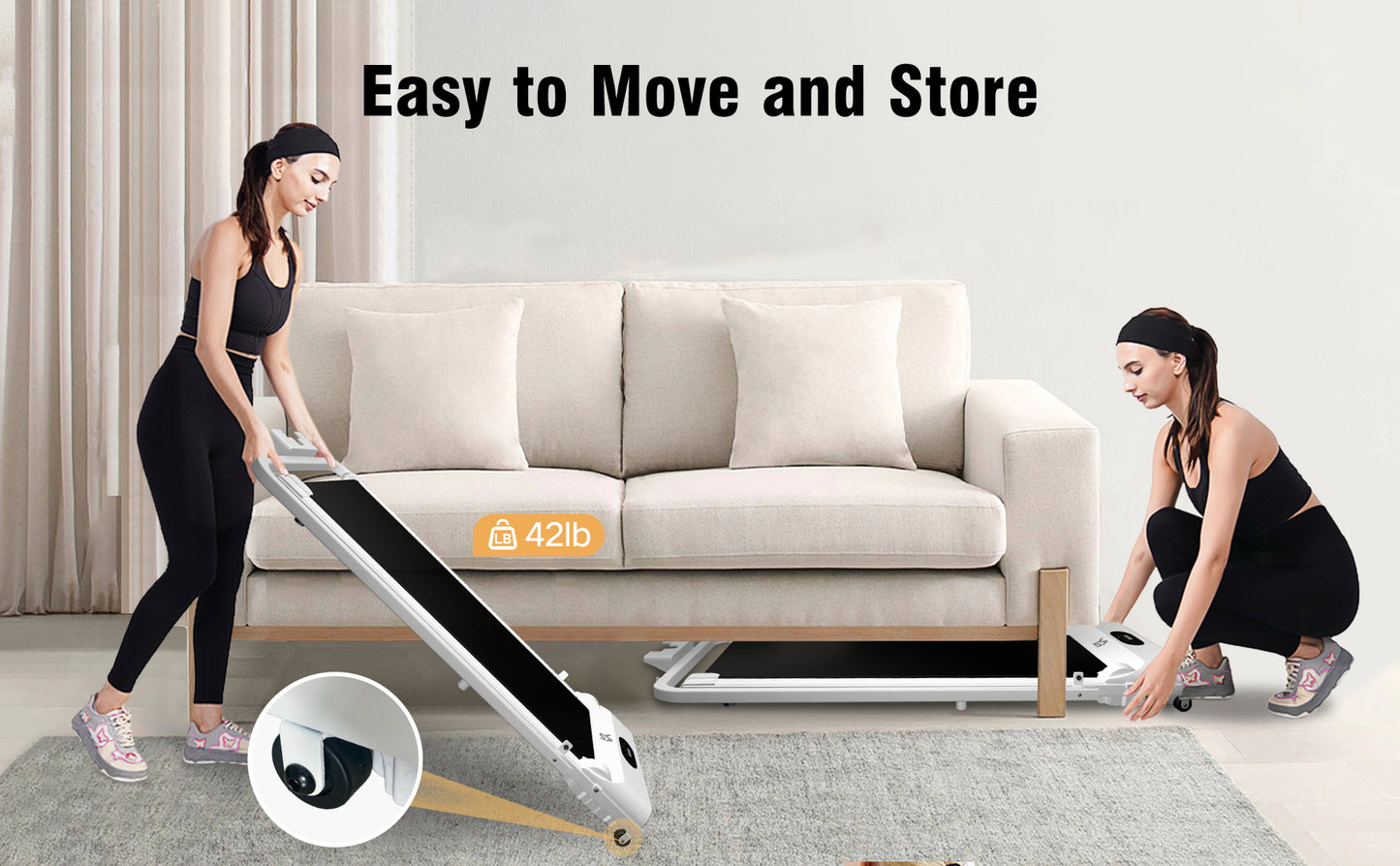 SY Walking Pad,Under Desk Treadmills ,280 Lbs Capacity,3 in 1 Portable Walking Treadmill(White)