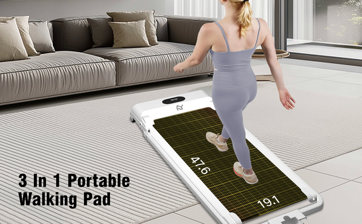 SY Walking Pad,Under Desk Treadmills ,280 Lbs Capacity,3 in 1 Portable Walking Treadmill(White)