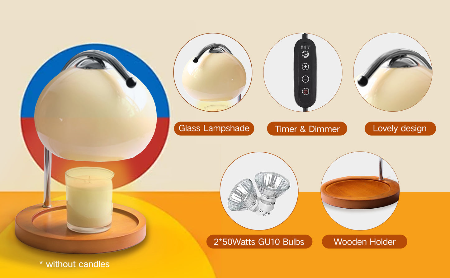 【White】Candle Warmer Lamp , send 2 bulbs
