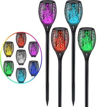 S.Y. 7-Color Changing or Fixed Color Outdoor Torch Solar Lights with 96 LED