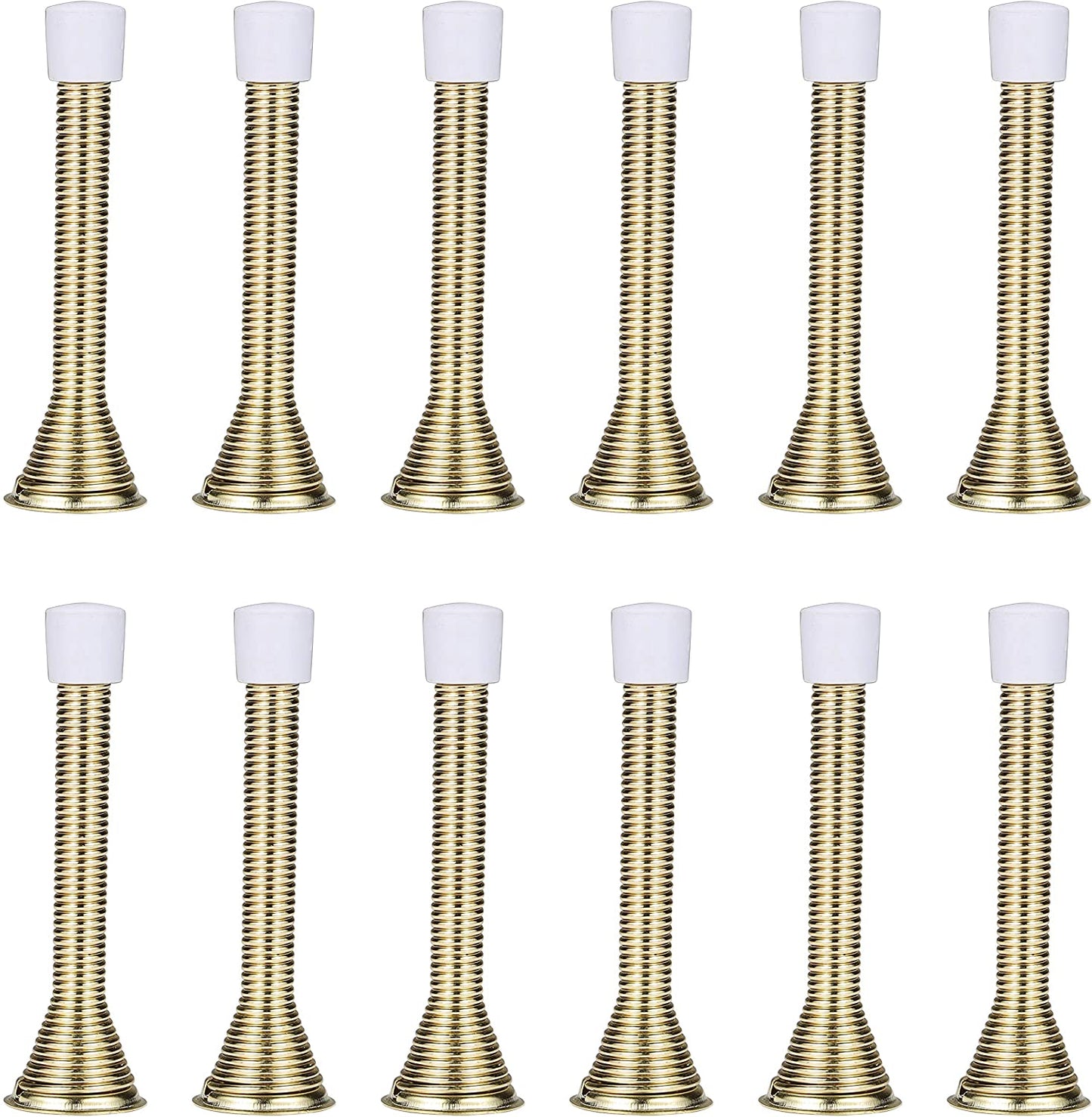 8/12 Pack Spring Door Stops with Low Mounted Rubber Bumper Tips