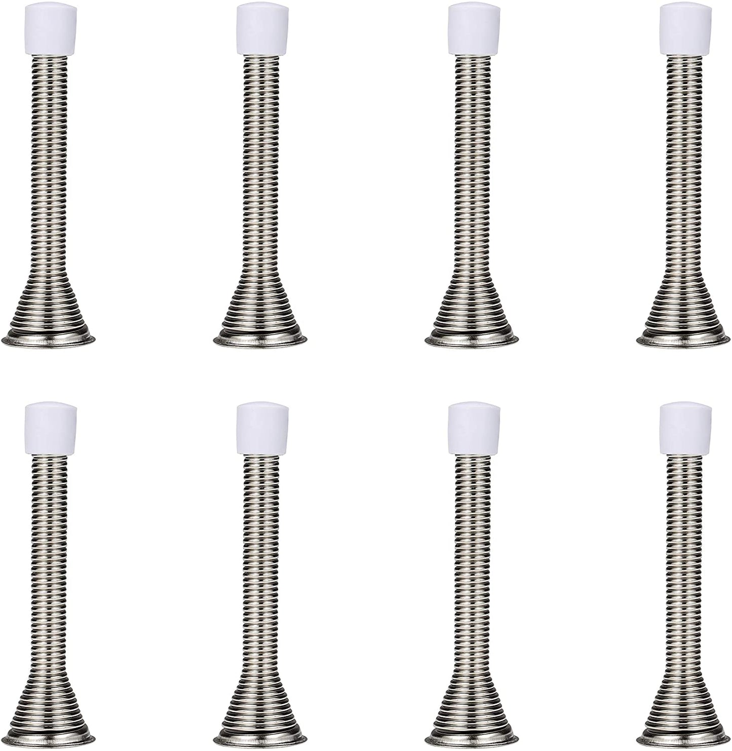 8/12 Pack Spring Door Stops with Low Mounted Rubber Bumper Tips