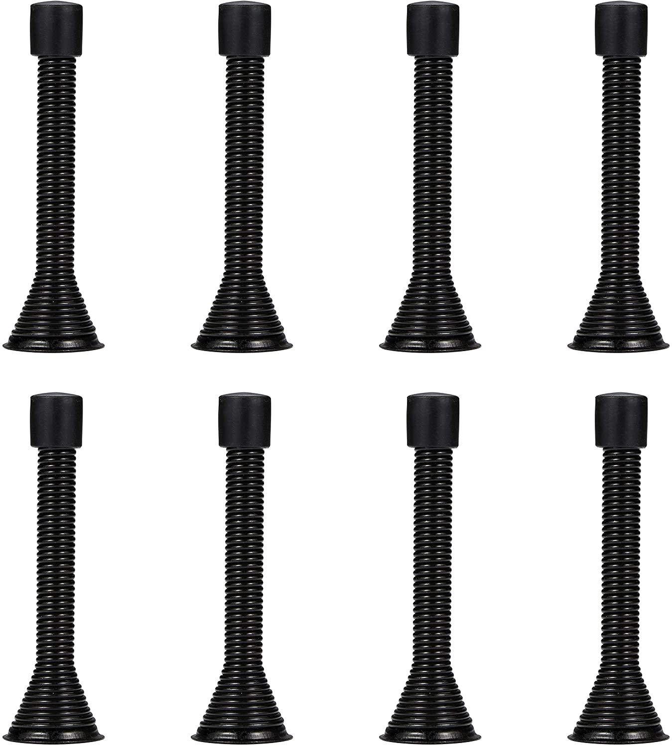 8/12 Pack Spring Door Stops with Low Mounted Rubber Bumper Tips