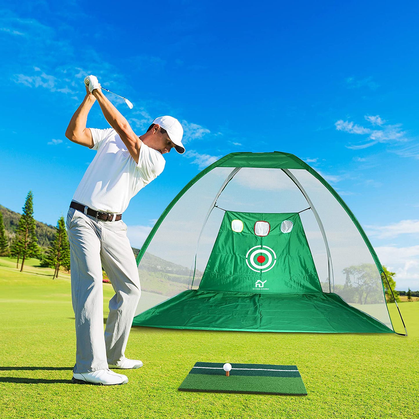 S.Y. Golf Practice Net with Target Chipping Holes Hitting Golf Nets