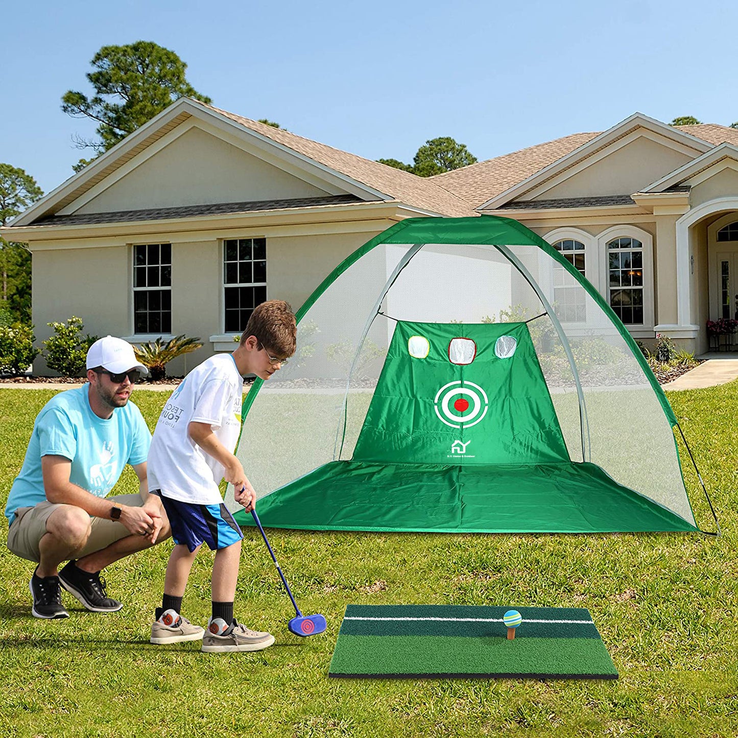 S.Y. Golf Practice Net with Target Chipping Holes Hitting Golf Nets