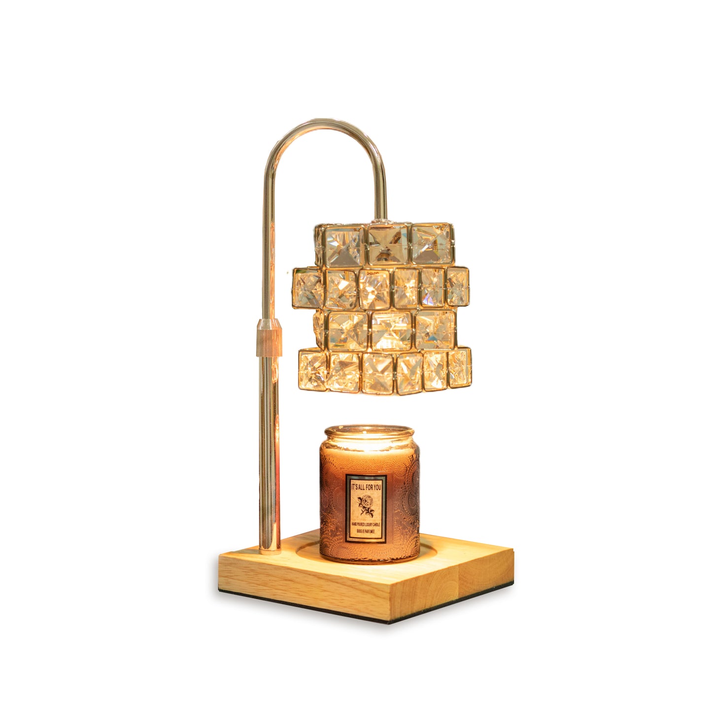 Crystal candle heating lamp with timer, adjustable light and height, send 2 bulbs