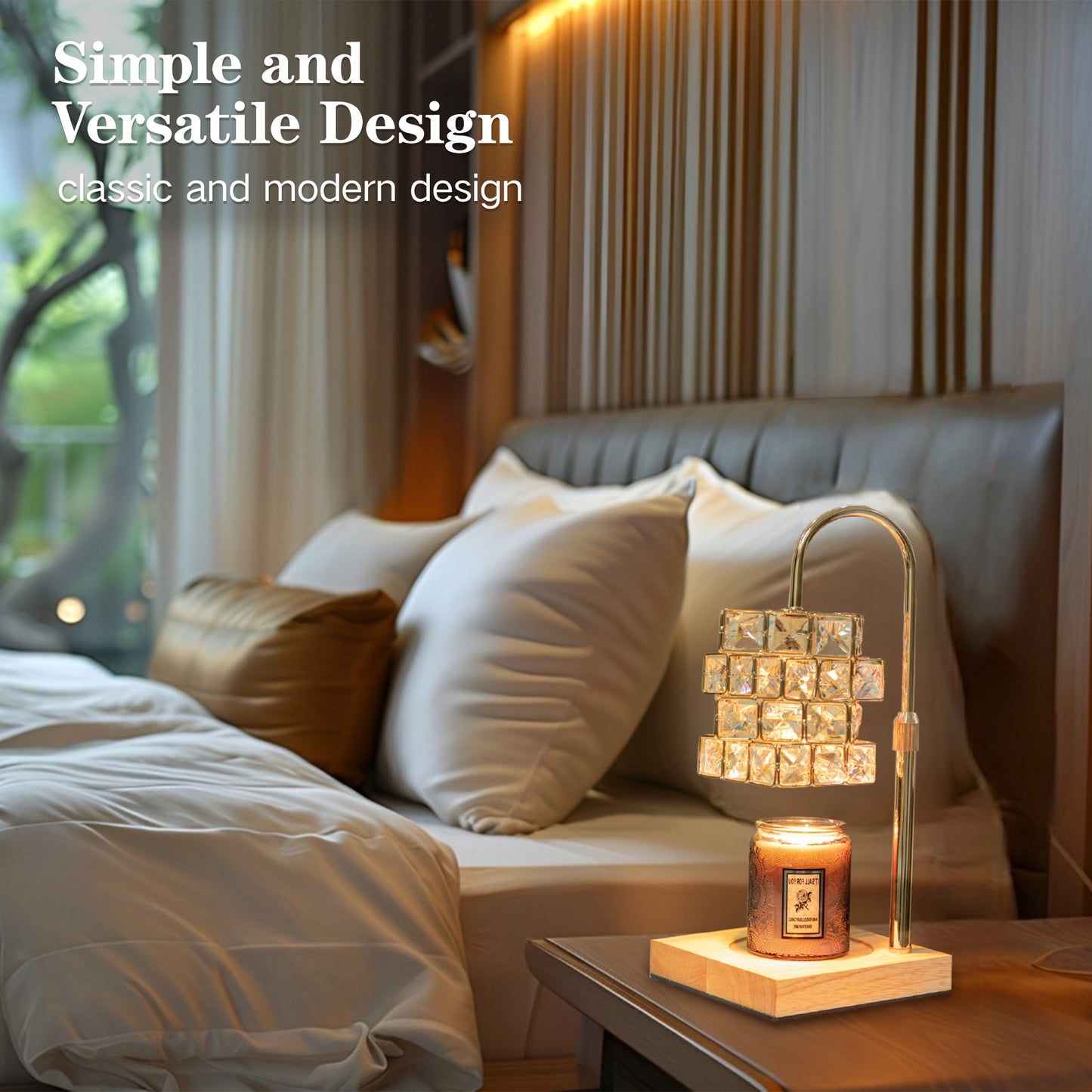 Crystal candle heating lamp with timer, adjustable light and height, send 2 bulbs
