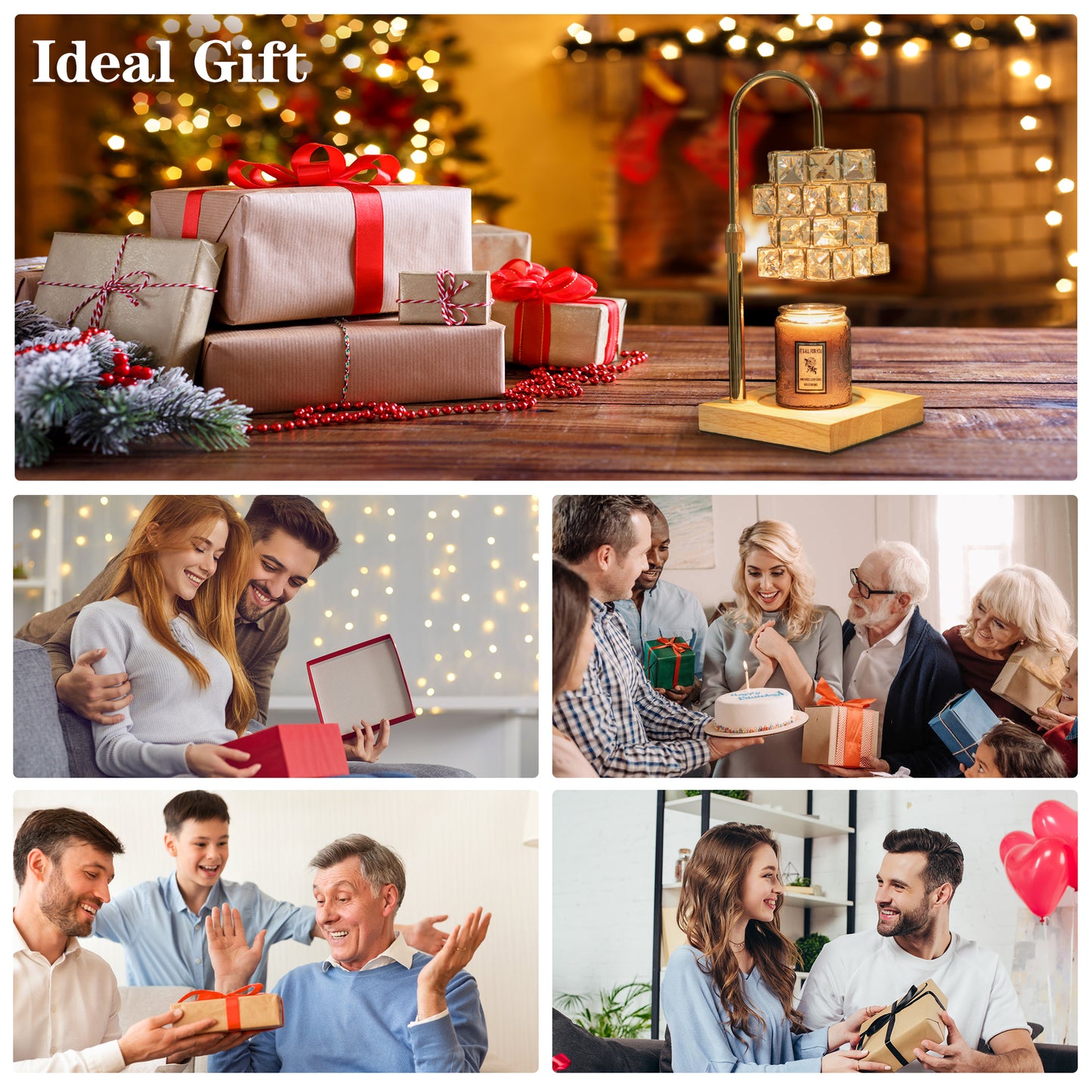 Crystal candle heating lamp with timer, adjustable light and height, send 2 bulbs