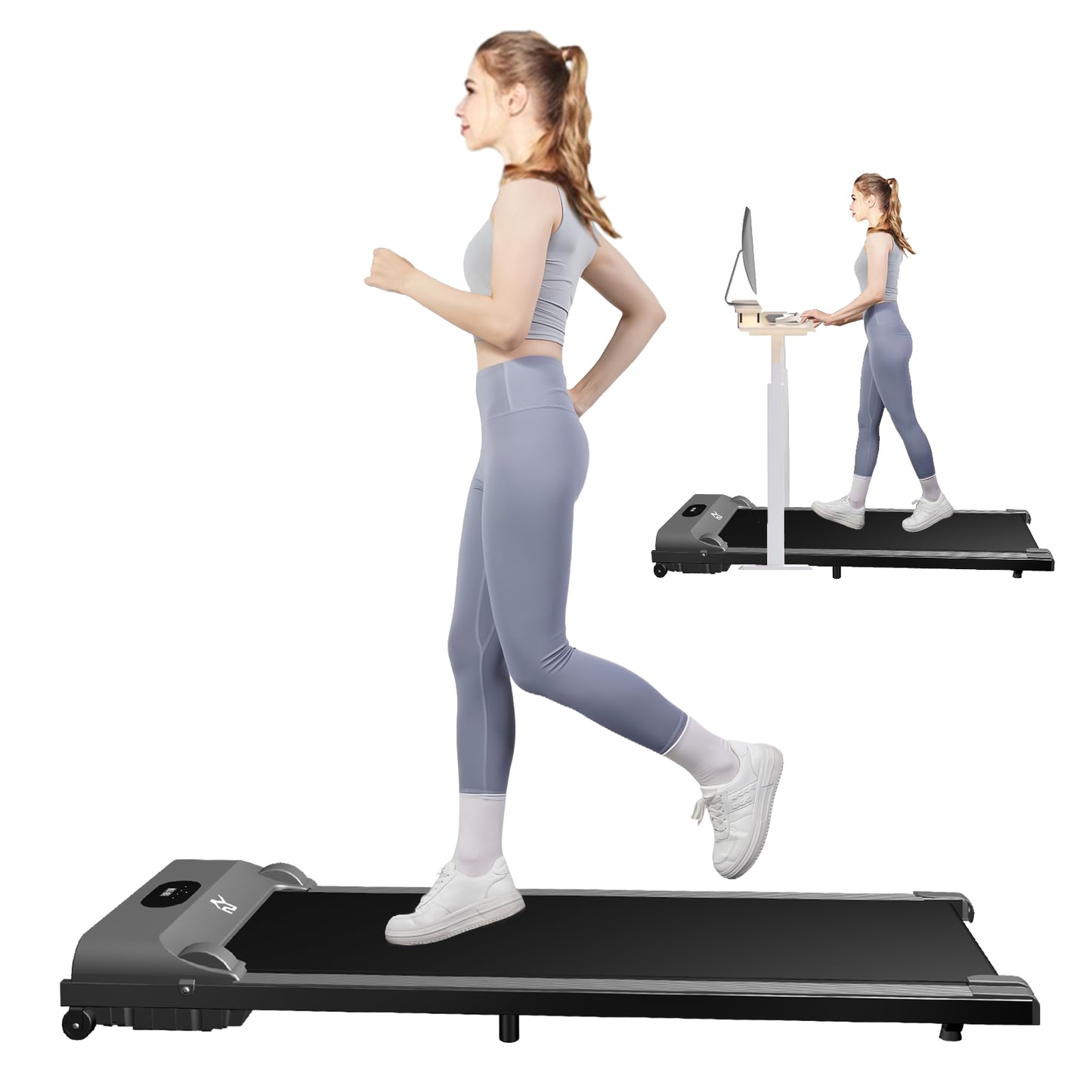 SY Walking Pad,Under Desk Treadmills ,280 Lbs Capacity,3 in 1 Portable Walking Treadmill（Gray）