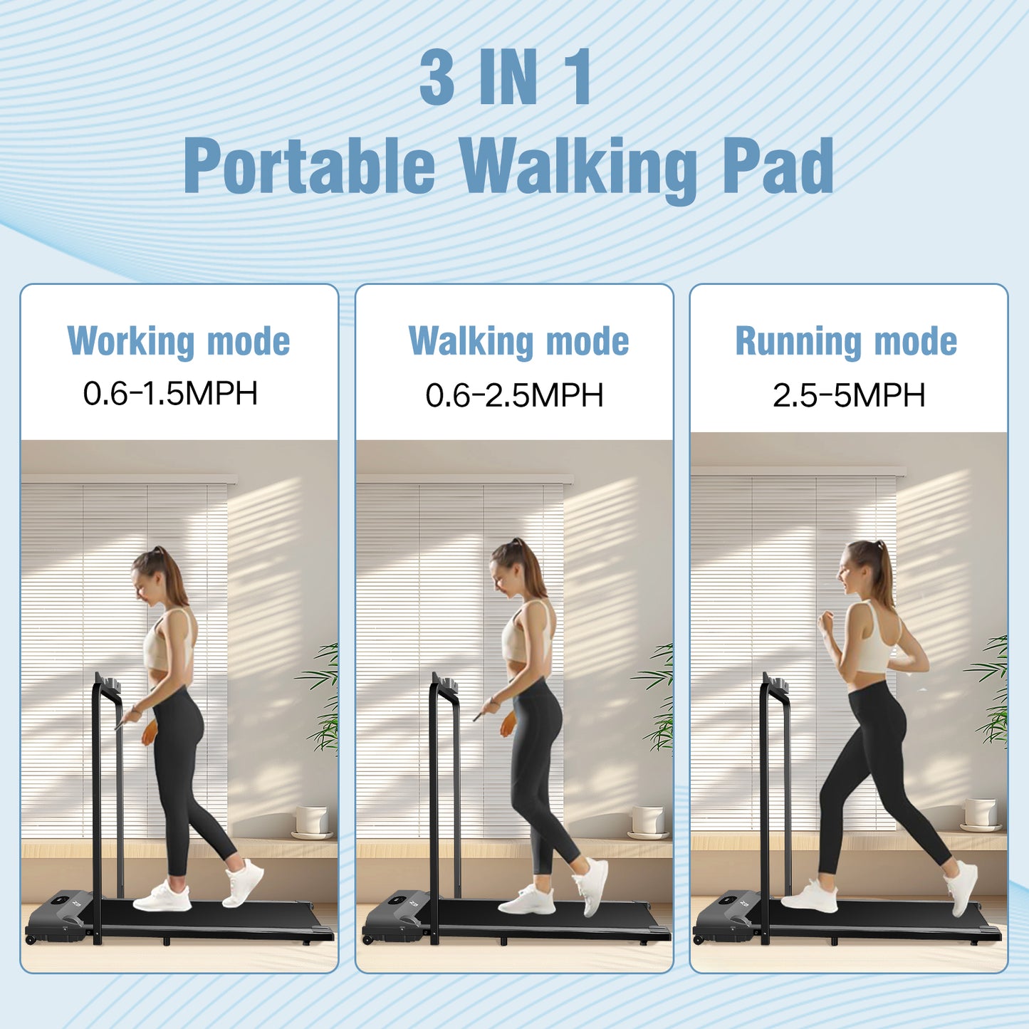 SY Walking Pad,Under Desk Treadmills ,280 Lbs Capacity,3 in 1 Portable Walking Treadmill（Gray）