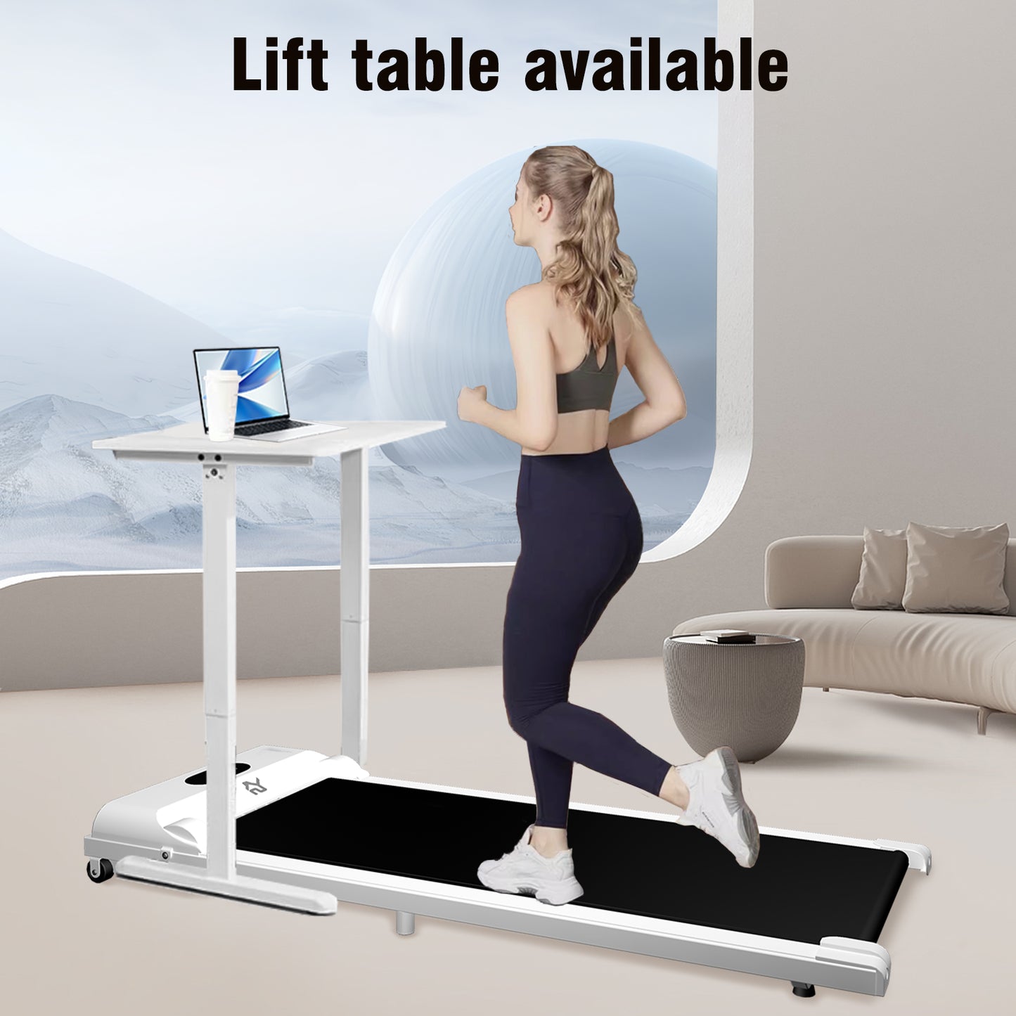 SY Walking Pad,Under Desk Treadmills ,280 Lbs Capacity,3 in 1 Portable Walking Treadmill（White）