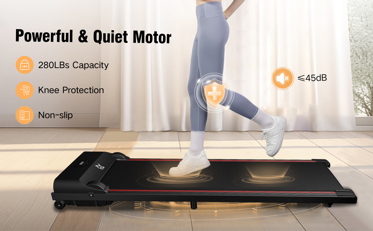 SY Walking Pad,Under Desk Treadmills ,280 Lbs Capacity,3 in 1 Portable Walking Treadmill（Black）