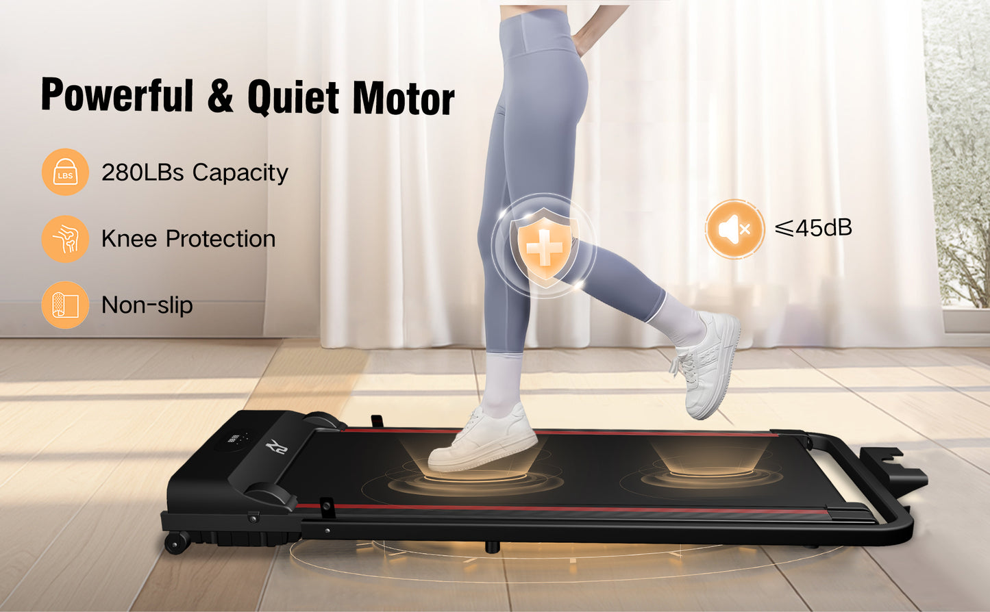 SY Walking Pad,Under Desk Treadmills ,280 Lbs Capacity,3 in 1 Portable Walking Treadmill（Black）