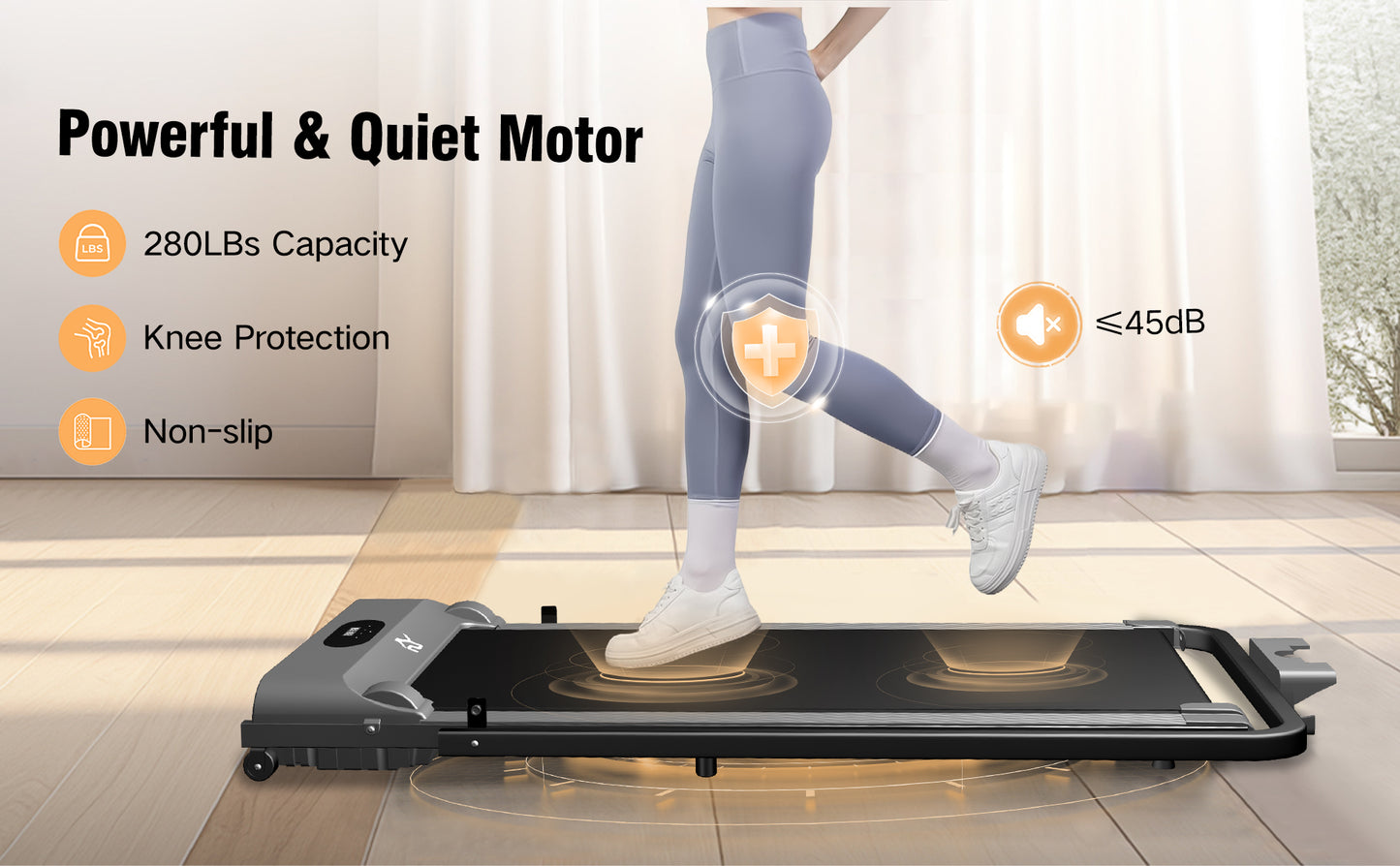 SY Walking Pad,Under Desk Treadmills ,280 Lbs Capacity,3 in 1 Portable Walking Treadmill（Gray）