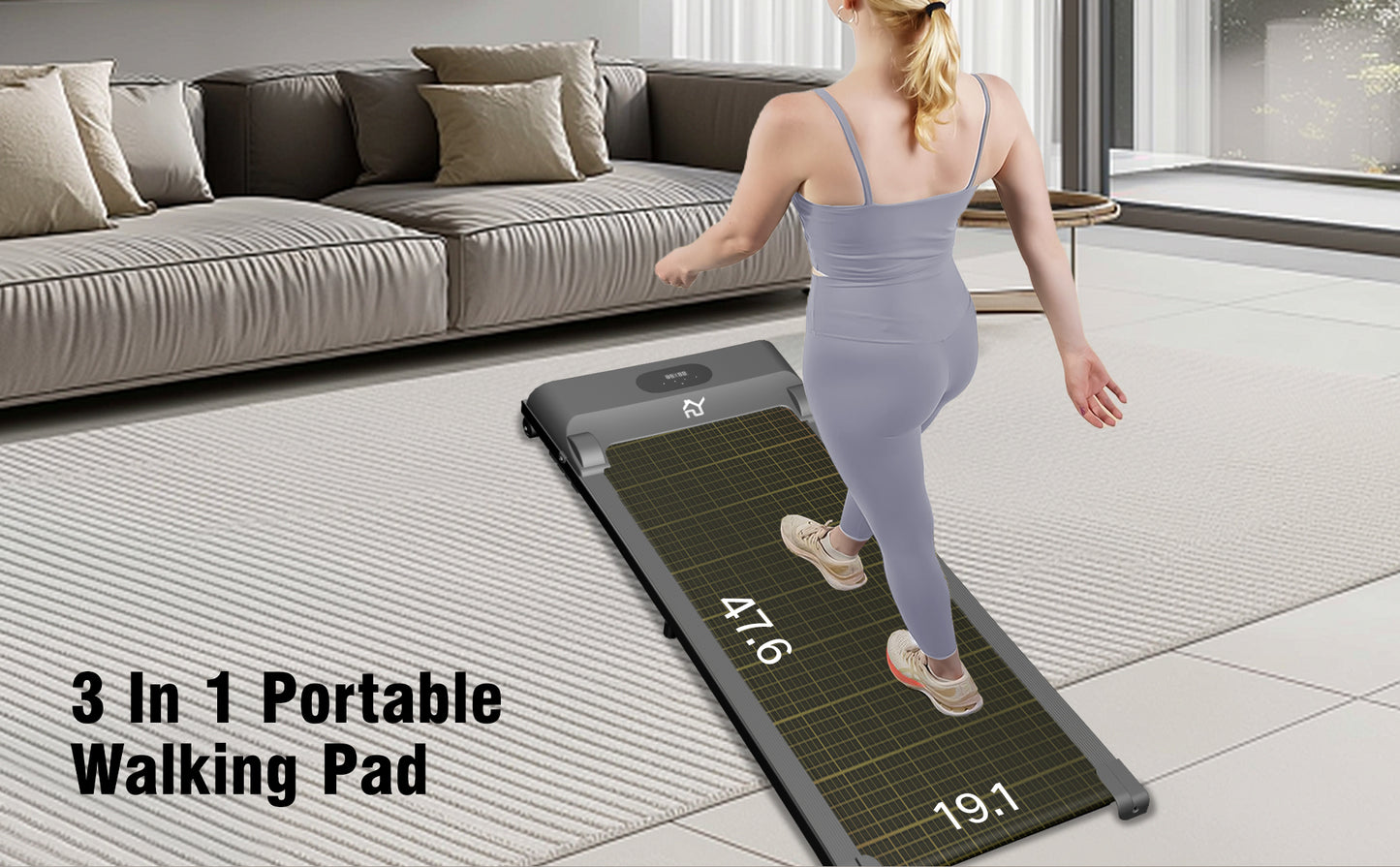 SY Walking Pad,Under Desk Treadmills ,280 Lbs Capacity,3 in 1 Portable Walking Treadmill（Gray）