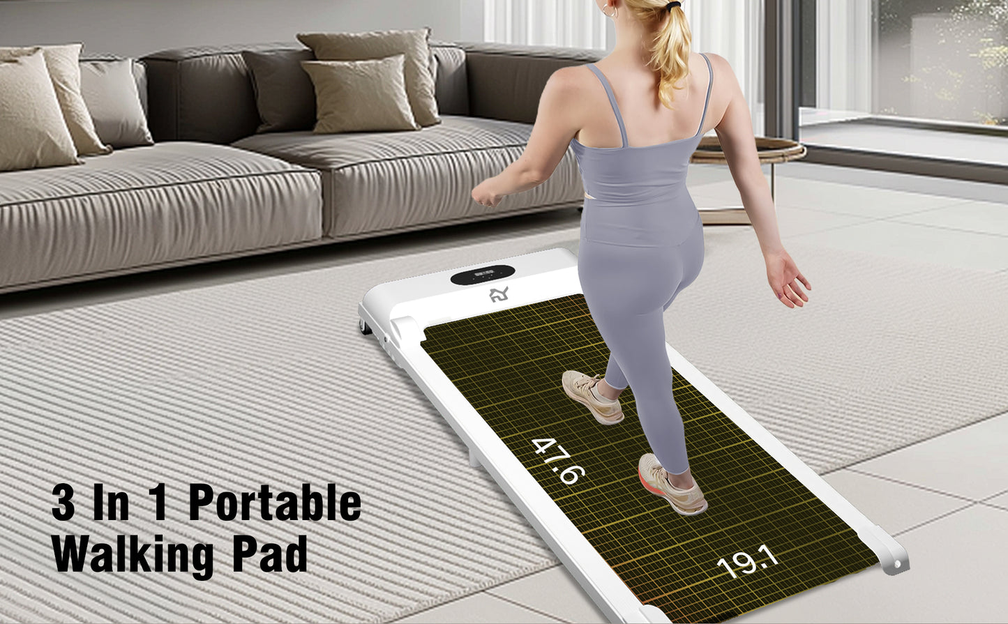 SY Walking Pad,Under Desk Treadmills ,280 Lbs Capacity,3 in 1 Portable Walking Treadmill（White）