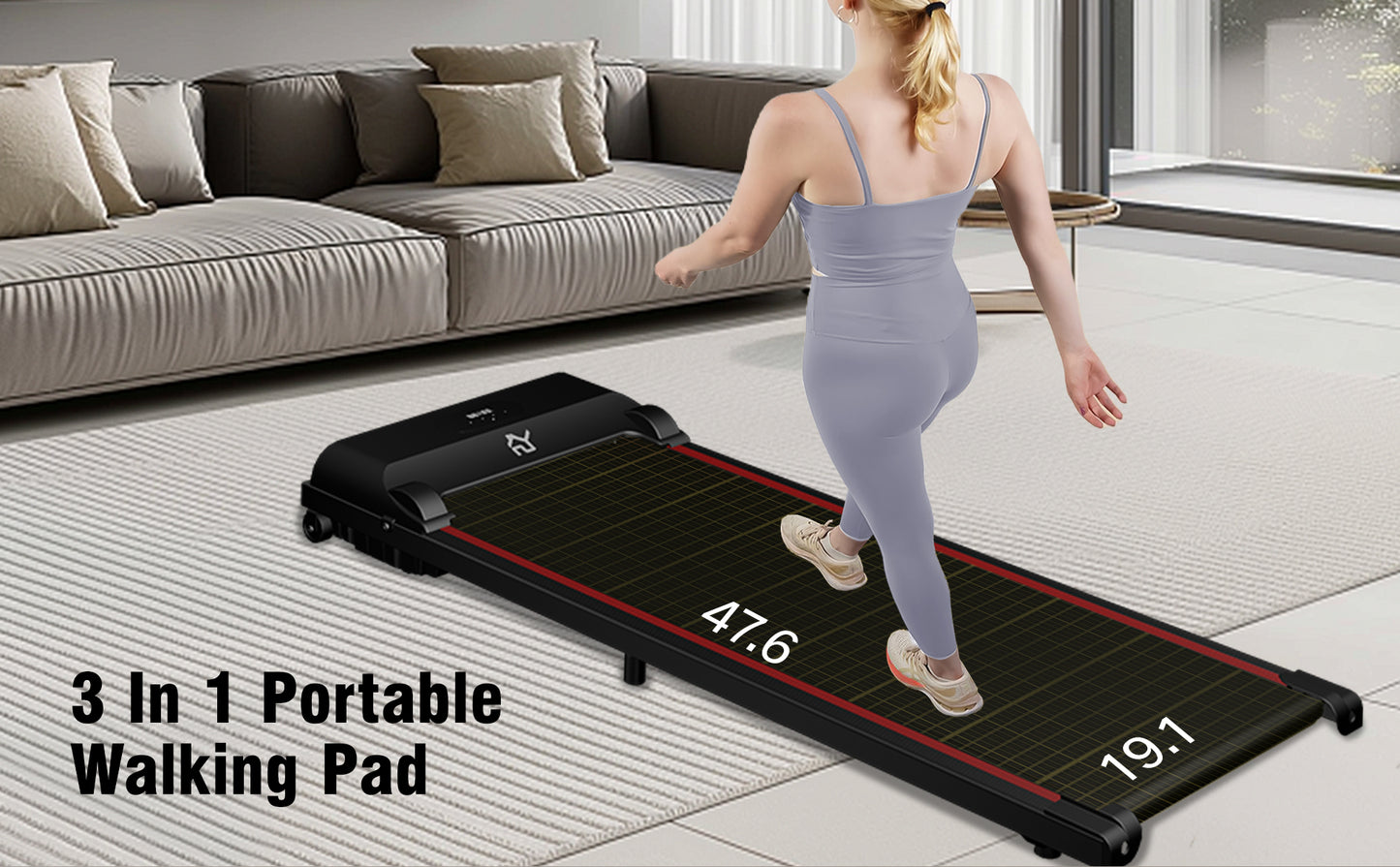 SY Walking Pad,Under Desk Treadmills ,280 Lbs Capacity,3 in 1 Portable Walking Treadmill（Black）