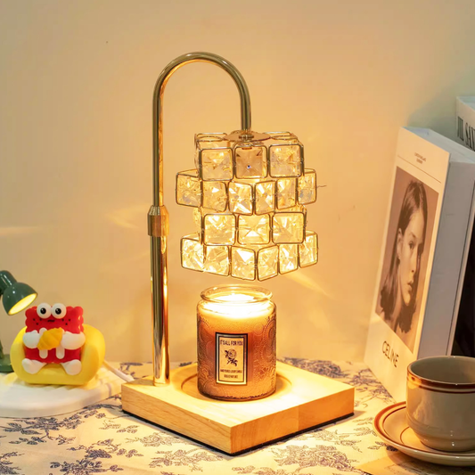 Crystal candle heating lamp with timer, adjustable light and height, send 2 bulbs