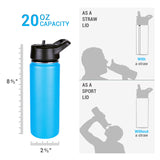 Insulated Stainless Steel Double Wall Vacuum Travel Sports Water Bottle-20oz