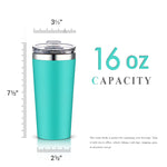 16oz Insulated Double-Walled 18/8 Stainless Steel Tumbler-Vacuum